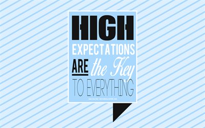 Grandi aspettative sono la chiave di tutto, Sam Walton, citazioni, business citazioni, popolare citazioni, creativo, arte, sfondo blu, citazioni chiave