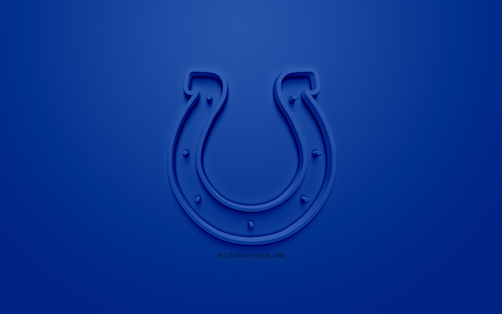 Indianapolis Colts, American football club, 3D creative logo, blue background, 3d emblem, NFL, Indianapolis, Indiana, USA, National Football League, 3d art, American football