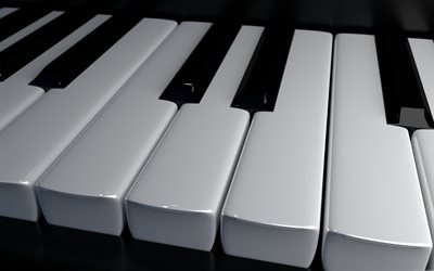 3d tasti di un pianoforte, di musica, di concetti, monocromatico, pianoforte, chiavi