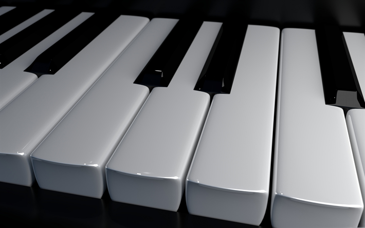 3d piano keys, music concepts, monochrome, piano, keys