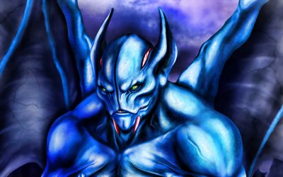 Night Stalker, blue monster, Dota 2, darkness, artwork, Dota2, monster, Night Stalker Dota