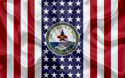USS George H W Bush Emblema, CVN-77, Bandeira Americana, Da Marinha dos EUA, EUA, NOS navios de guerra, Emblema do USS George H W Bush