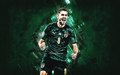 Jorginho, Italy national football team, portrait, Italian football player, midfielder, Italy, football, Jorge Luiz Frello Filho, green stone background