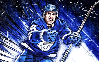 Mitchell Marner, 4k, NHL, hockey players, Toronto Maple Leafs, hockey, hockey stars, Marner, neon lights, USA, Mitchell Marner 4K
