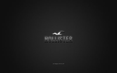 Hollister logo, metal emblem, apparel brand, black carbon texture, global apparel brands, Hollister, fashion concept, Hollister emblem