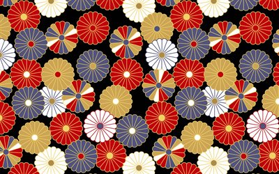 o estilo japon&#234;s de textura, flores japon&#234;s textura, japon&#234;s ornamentos florais, fundo com flores, textura floral