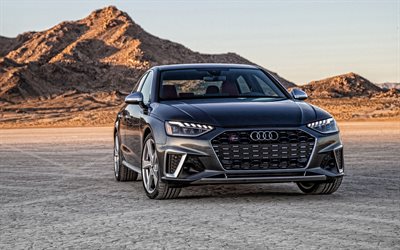 2020, Audi S4, 4K, vista frontal, exterior, cinza novo S4, Carros alem&#227;es, Audi