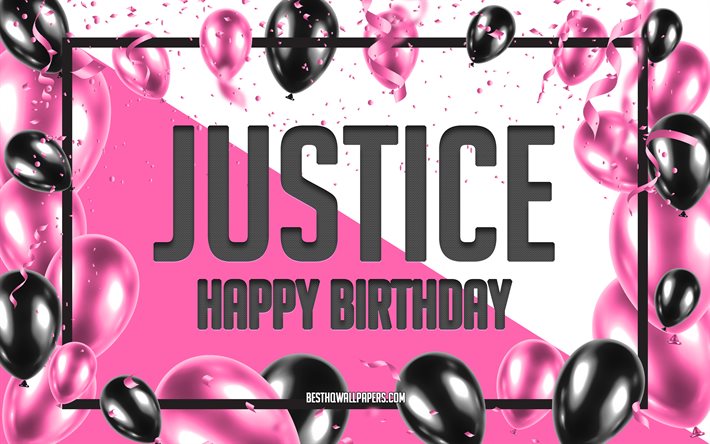 お誕生日おめで正義, お誕生日の風船の背景, 正義, 壁紙名, 正義のお誕生日おめで, ピンク色の風船をお誕生の背景, ご挨拶カード, 正義の誕生日