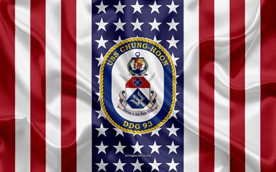 USS Chung Hoon Emblem, DDG-93, Amerikanska Flaggan, US Navy, USA, USS Chung Hoon Badge, AMERIKANSKA krigsfartyg, Emblem av USS Chung Hoon