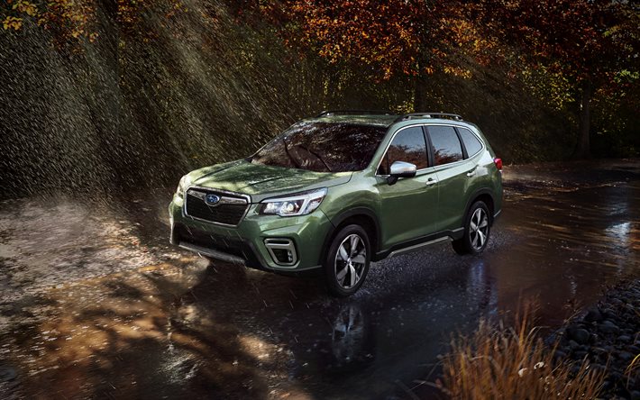 Subaru Forester, 2020, n&#228;kym&#228; edest&#228;, ulkoa, vihre&#228; crossover, uusi vihre&#228; Mets&#228;nhoitaja, japanilaiset autot, Subaru