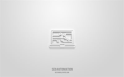 Seo automation 3d icon, white background, 3d symbols, Seo automation, Seo icons, 3d icons, Seo automation sign, Seo 3d icons
