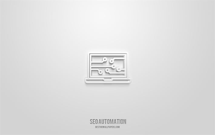 Seo automation 3d icon, white background, 3d symbols, Seo automation, Seo icons, 3d icons, Seo automation sign, Seo 3d icons