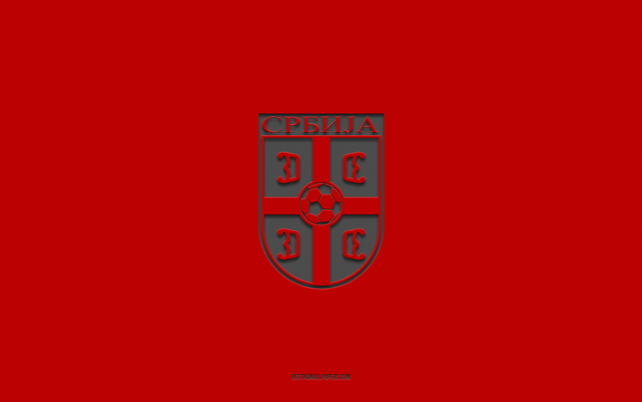 serbian jalkapallomaajoukkue, punainen tausta, jalkapallojoukkue, tunnus, uefa, serbia, jalkapallo, serbian jalkapallomaajoukkueen logo, eurooppa