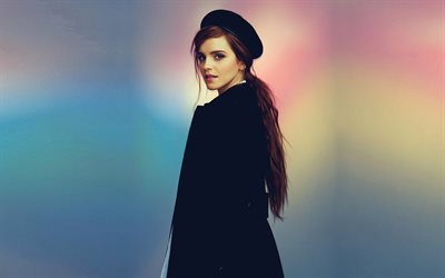 Emma Watson, de Hollywood, hermosas chicas, la actriz estadounidense, de traje negro
