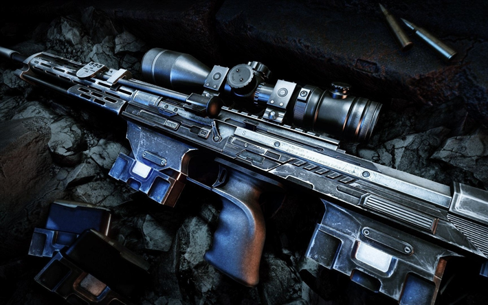 DSR-Precisi&#243;n DSR-50, rifle de francotirador, close-up, armas de fuego, bullpup rifle de francotirador, el DSR-50