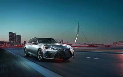 Lexus ES, strada, notte, 2019 auto, auto giapponesi, motion blur, 2019 Lexus ES, Lexus