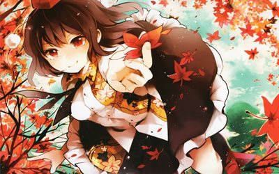 Aya Shameimaru, autumn, kimono, anime characters, manga, Touhou