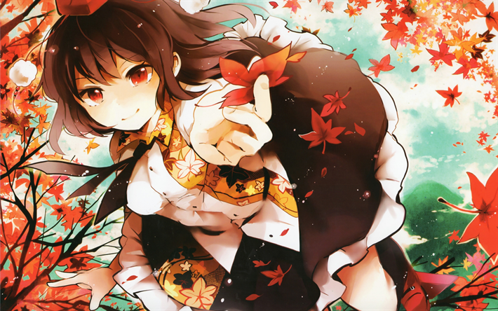 Aya Shameimaru, autumn, kimono, anime characters, manga, Touhou