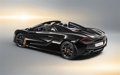McLaren d&#233;cada de 570 Aranha, Design Edition, 2018, preto cup&#234; esportivo, vis&#227;o traseira, ajuste da d&#233;cada de 570, carro esportivo de luxo, Carros brit&#226;nicos, McLaren