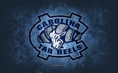 North Carolina Tar Heels, squadra di football americano, sfondo rosso blu, logo Tar Heels della Carolina del Nord, arte grunge, NCAA, football americano, USA, North Carolina Tar Heels emblema