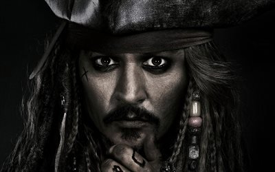 Pirates of The Caribbean, Dead Men Tell No Tales, 2017, Johnny Depp, portrait, Jack Sparrow