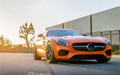 Impressive Wrap, tuning, Mercedes-AMG GT S, 2018 cars, supercars, orange Mercedes, sportscars, Mercedes
