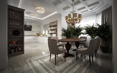 living room, kitchen, dinning room, room design, modern stylish interior design, dining table, modern interior design