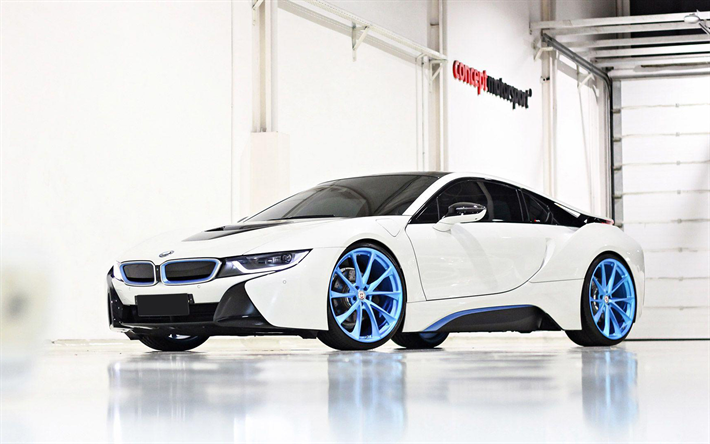 Concept Motorsport, tuning, BMW i8, 2018 cars, HRE Wheels, P204, supercars, white i8, BMW