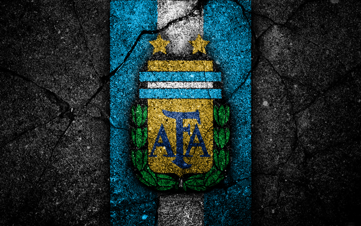 L&#39;argentin de l&#39;&#233;quipe de football, 4k, l&#39;embl&#232;me, le grunge, Am&#233;rique du Nord, l&#39;asphalte, la texture, le football, l&#39;Argentine, le logo, l&#39;Am&#233;rique du Sud, les &#233;quipes nationales, la pierre noire, &#233;q