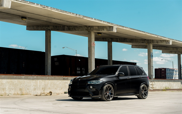 bmw x5m, f85, schwarz x5, luxus-sport-suv, tuning, deutschen autos, bmw