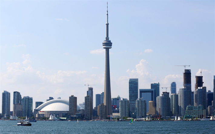 Toronto, la Tour CN, la m&#233;tropole, &#233;t&#233;, paysage, paysage urbain, Ontario, Canada