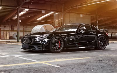 Mercedes-Benz GT R AMG, 2018, Edo Competition, luxury black sports coupe, tuning, side view, new black GT R, German supercars, Mercedes