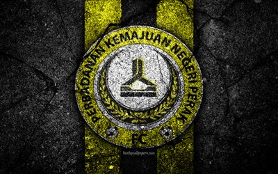 PKNP FC, 4k, logo, Malaysia Super League, football, soccer, black stone, Malaysia, PKNP, asphalt texture, football club, FC PKNP