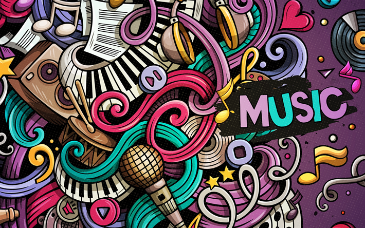 musiikki taide, luova, doodles, abstrakti taide, toteaa, mikrofoni