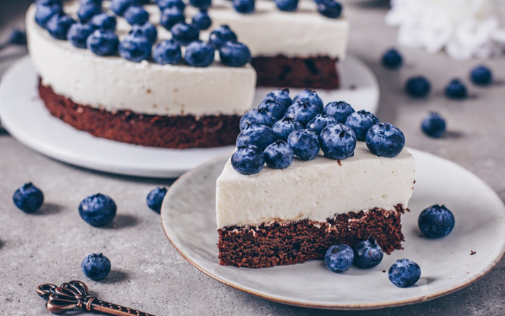 cheesecake, 4k, berries, blueberries, fruit pie, sweets