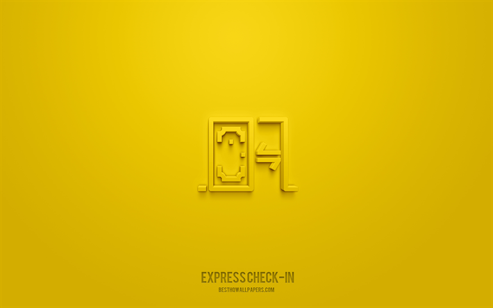 express check-in icono 3d, fondo blanco, s&#237;mbolos 3d, express check-in, iconos de compras, iconos 3d, se&#241;al de express check-in, compras iconos 3d