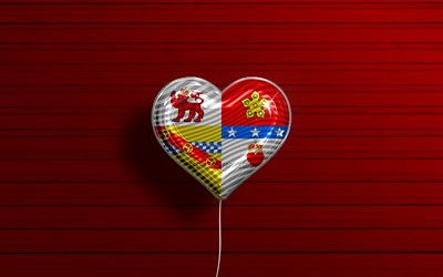 I Love Angus, 4k, realistic balloons, red wooden background, Day of Angus, scottish counties, flag of Angus, Scotland, balloon with flag, Counties of Scotland, Angus flag, Angus