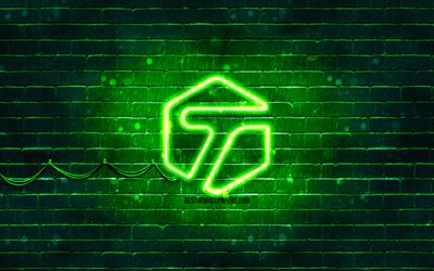 tagged yeşil logo, 4k, yeşil brickwall, tagged logo, markalar, tagged neon logo, tagged