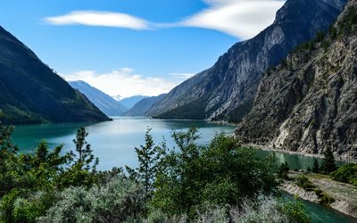 Lillooet Lago, Lago de montanha, Canada, montanhas, ver&#227;o, British Columbia