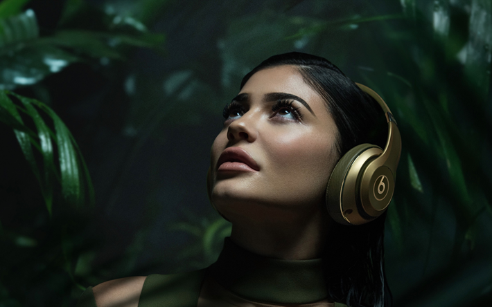 4k, Kylie Jenner, selva, beleza, Hollywood, retrato