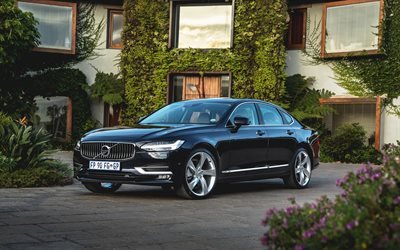 Volvo S90, 2017, Black S90, Luxury sedan, business class, Swedish cars, Volvo