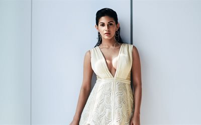 4k, Dastur Amyra, Bollywood, beauty, white dress, brunette