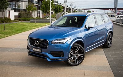 Volvo XC90, 2017, SUV, blue XC90, tuning XC90, Swedish cars, Volvo