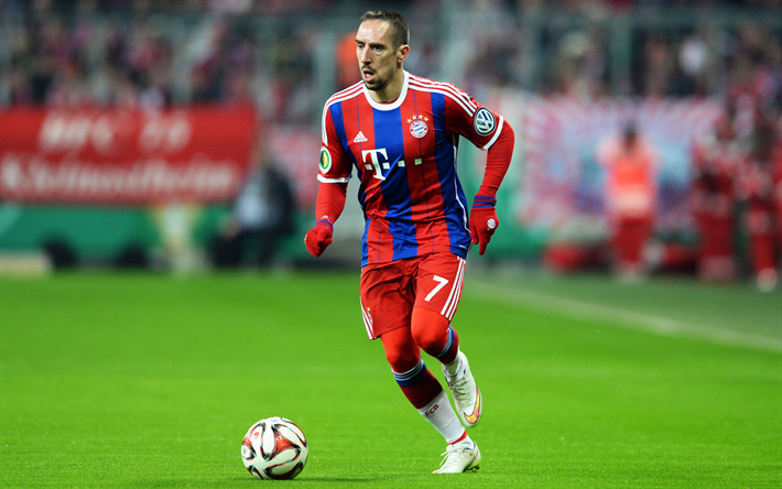Franck Ribery, 4k, futbol, Bayern M&#252;nih, Bundesliga, futbolcular