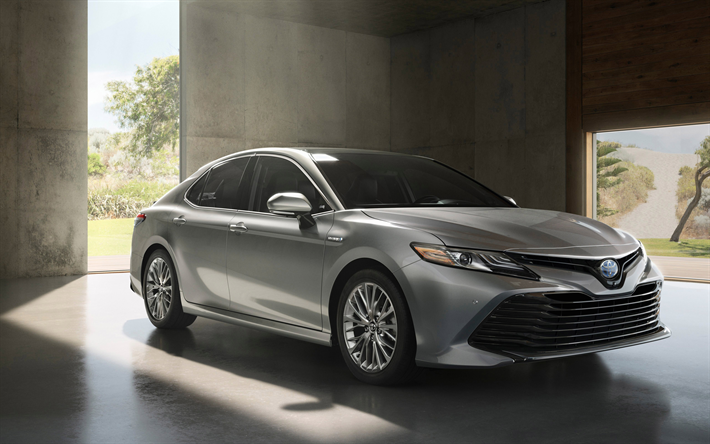 4k, Toyota Camry, coches de lujo, 2018 coches, gris Camry, los coches japoneses, Toyota