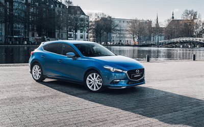 Mazda 3, 2017, Berline, Bleu, Mazda, voitures japonaises