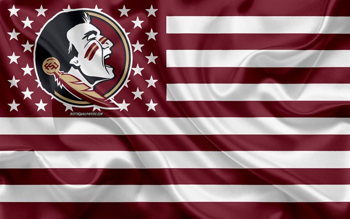 Florida State Seminoles, Amerikan futbol takımı, yaratıcı Amerikan bayrağı, bordo beyaz bayrak, NCAA, Tallahassee, Florida, USA, Florida Eyalet logo, amblem, ipek bayrak Seminoles, Amerikan Futbolu