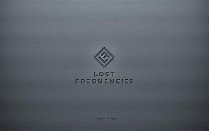 Lost Frequencies logotyp, gr&#229; kreativ bakgrund, Lost Frequencies emblem, gr&#229; pappersstruktur, F&#246;rlorade frekvenser, gr&#229; bakgrund, Lost Frequencies 3d-logotyp