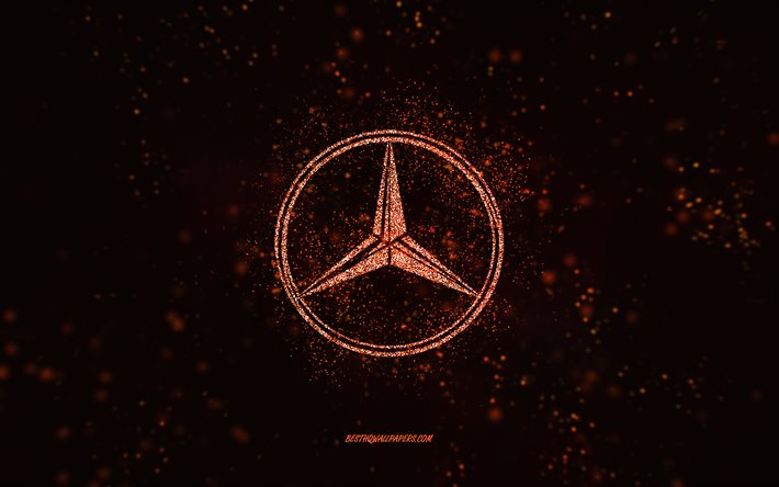 Mercedes-Benz parıltılı logo, 4k, siyah arka plan, Mercedes-Benz logosu, renkli parıltı sanatı, Mercedes-Benz, yaratıcı sanat, Mercedes-Benz renkli parıltı logosu, Mercedes logosu
