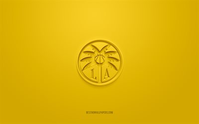 Los Angeles Sparks, creative 3D logo, yellow background, American basketball club, WNBA, Los Angeles, USA, 3d art, basketball, Los Angeles Sparks 3d logo
